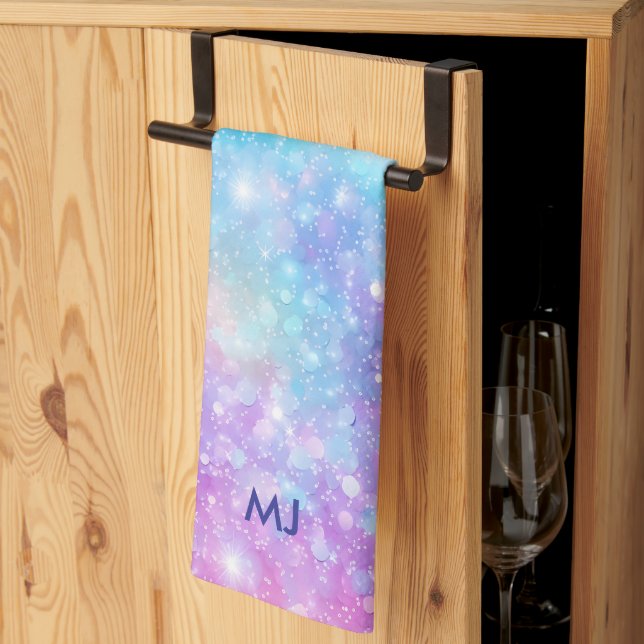 Beautiful Colourful Glittery Iridescent Background Tea Towel (Thirds Fold)