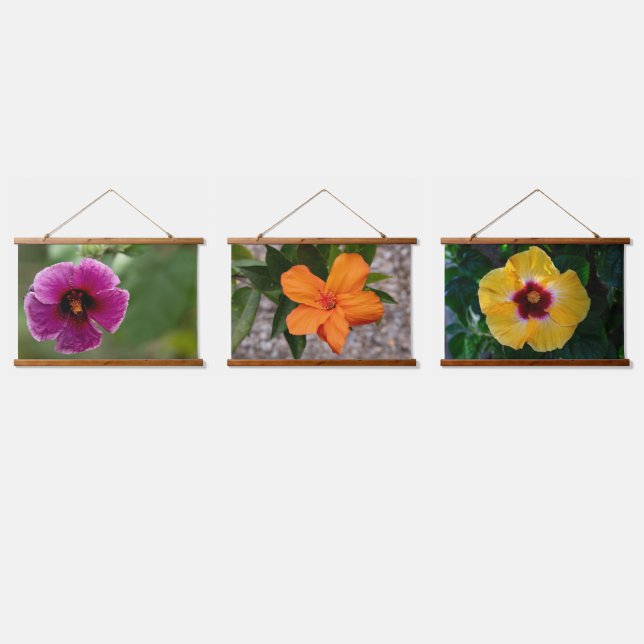 Beautiful Colourful Hibiscus Flowers of Hawaii Hanging Tapestry (Triple)
