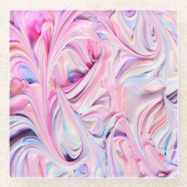 Beautiful & Colourful Liquid Marshmallow Glass Coaster (Front)