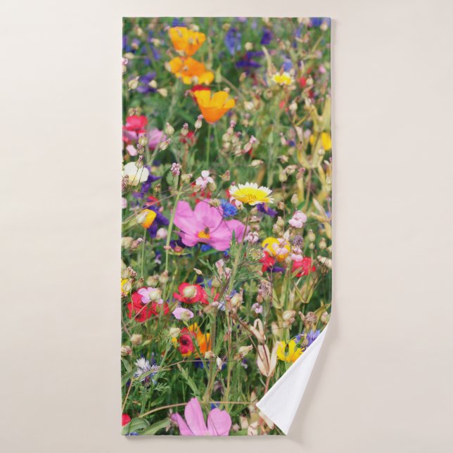 beautiful colourful meadow of wild flowers bath towel (Bath Towel)