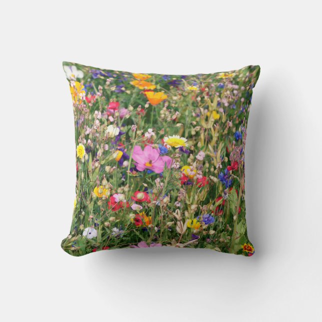 beautiful colourful meadow of wild flowers cushion (Front)
