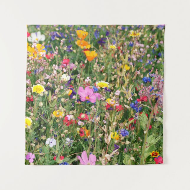 beautiful colourful meadow of wild flowers tapestry (Front)