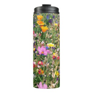 beautiful colourful meadow of wild flowers thermal tumbler