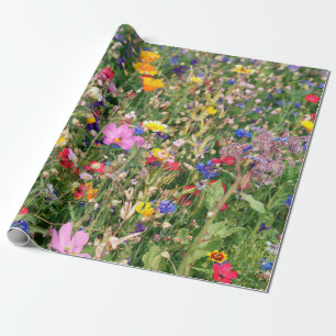 beautiful colourful meadow of wild flowers wrapping paper