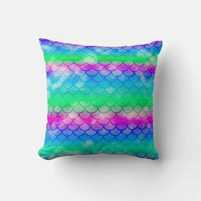 Beautiful colourful mermaid motifs cushion (Front)