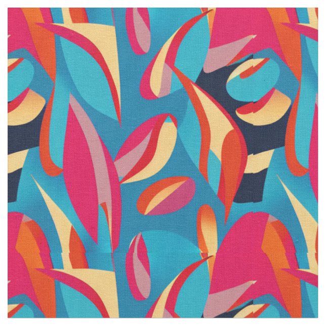 Beautiful Colourful Mid Century Abstract Fabric (Close Up)
