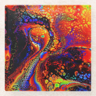 Beautiful & Colourful Molten Liquid Glass Coaster