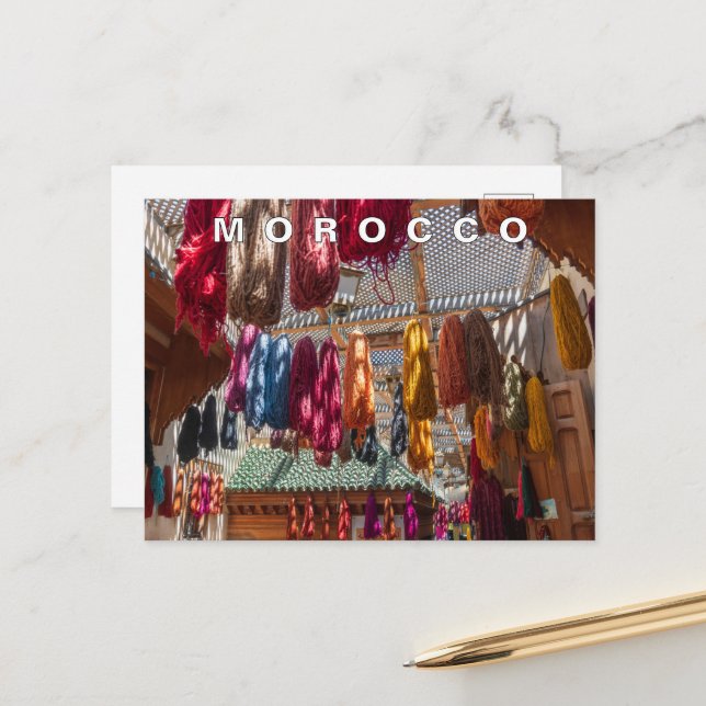 Beautiful Colourful Moroccan Handmade Craft Postcard (Front/Back In Situ)