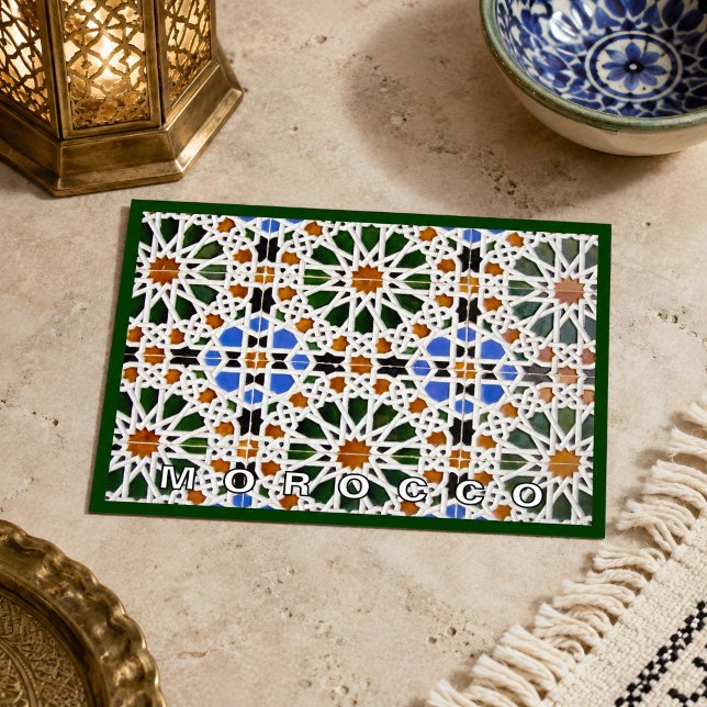 Beautiful Colourful Moroccan Zellij Tile Postcard (Morocco's postcard. )