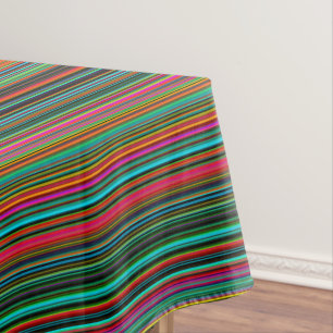 Beautiful Colourful Multicolored Stripe Pattern Tablecloth