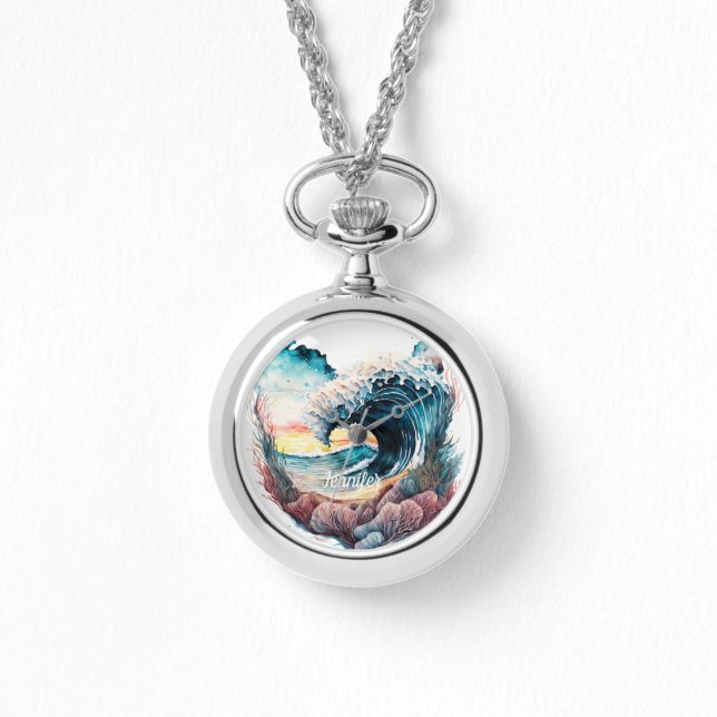 Beautiful Colourful Ocean Waves Watch (Front)