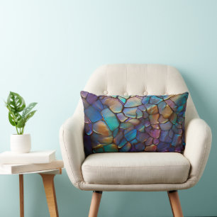 Beautiful Colourful Opal Gemstone Mix Pattern  Lumbar Cushion