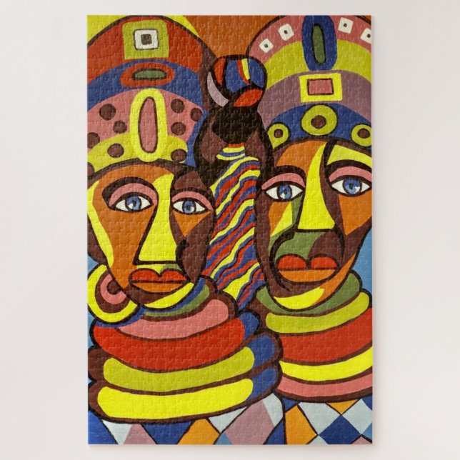 Beautiful colourful painting of 2 African woman, Jigsaw Puzzle (Vertical)