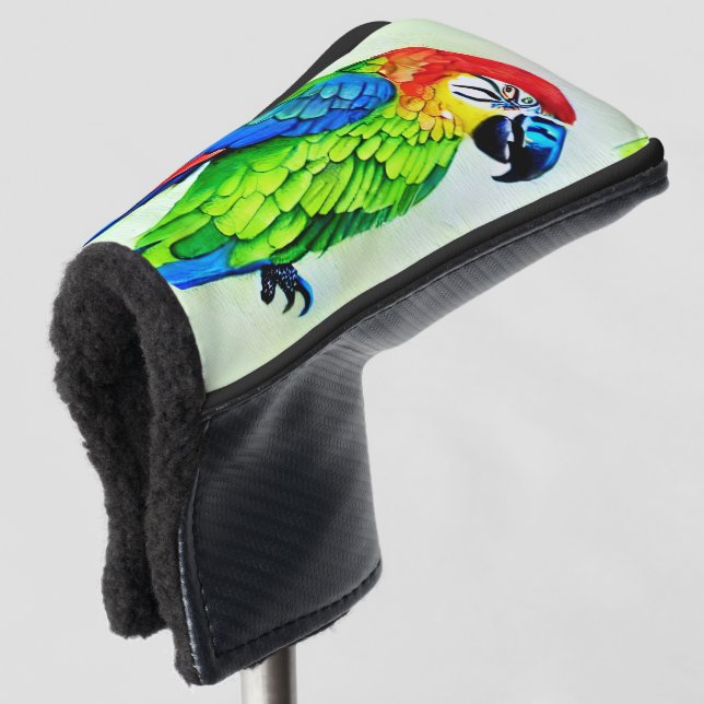 Beautiful Colourful Parrot Pattern Golf Head Cover (3/4 Front)