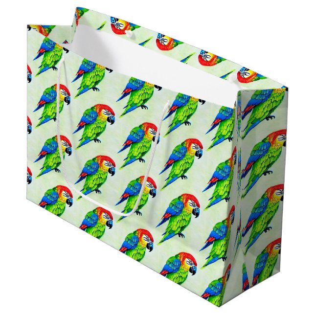 Beautiful Colourful Parrot Pattern  Large Gift Bag (Front Angled)