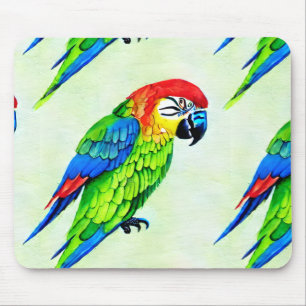 Beautiful Colourful Parrot Pattern  Mouse Mat