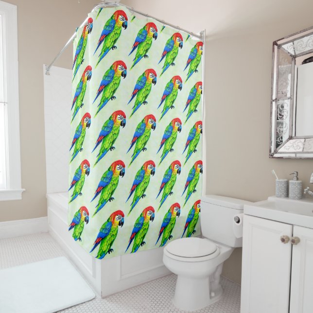 Beautiful Colourful Parrot Pattern  Shower Curtain (In Situ)