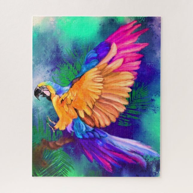 Beautiful Colourful Parrot Puzzle Watercolor (Vertical)