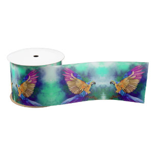 Beautiful Colourful Parrot Ribbon Satin Ribbon
