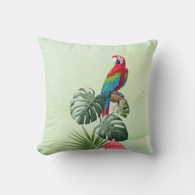 Beautiful colourful Parrot Tropical Flowers  Cushion (Front)