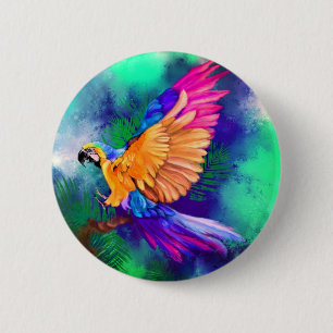 Beautiful Colourful Parrot - Watercolor Painting 6 Cm Round Badge