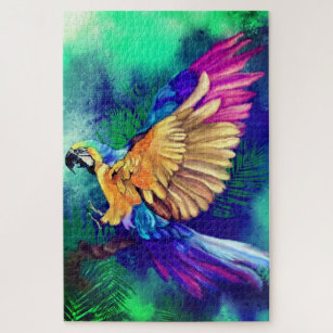 Beautiful Colourful Parrot Watercolor Puzzle