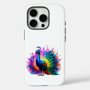 Beautiful Colourful Peacock Art iPhone 16 Pro Case