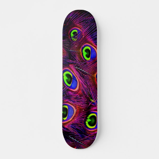 Beautiful Colourful Peacock Feathers Skateboard (Front)