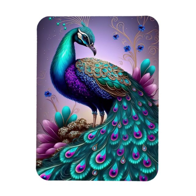 Beautiful Colourful Peacock Peafowl Bird Wildlife Magnet (Vertical)