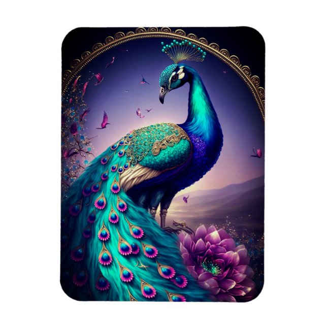 Beautiful Colourful Peacock Peafowl Bird Wildlife Magnet (Vertical)