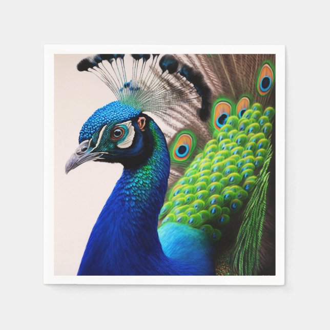 Beautiful Colourful Peacock Peafowl Bird Wildlife Napkin (Front)