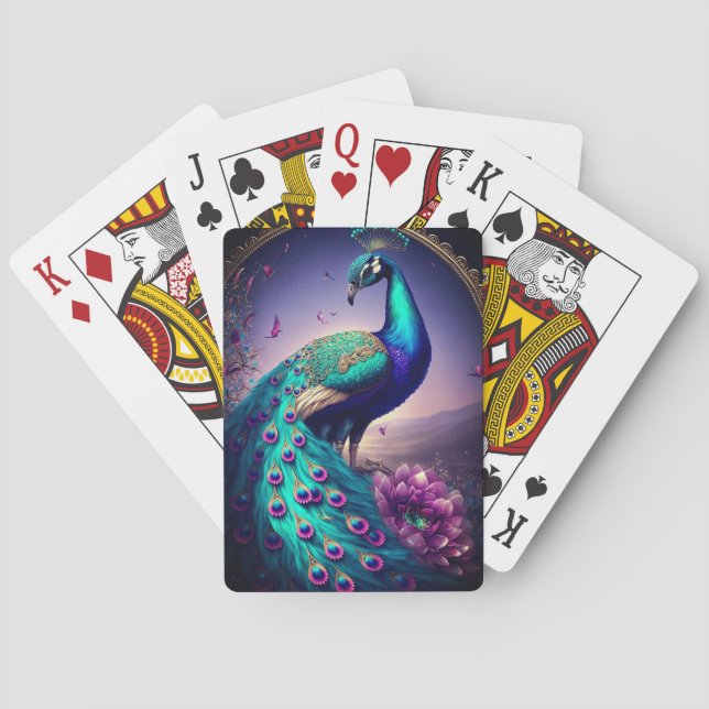 Beautiful Colourful Peacock Peafowl Bird Wildlife Playing Cards (Back)