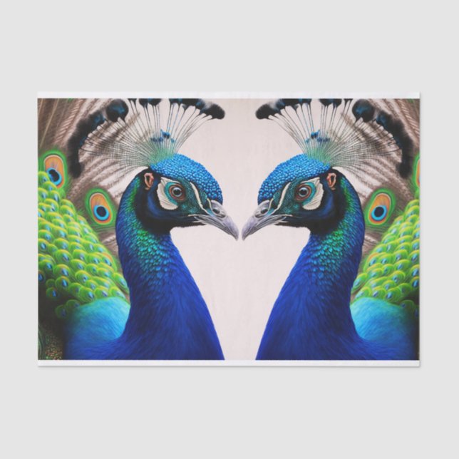 Beautiful Colourful Peacock Peafowl Bird Wildlife Tissue Paper (Front)