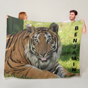 Beautiful Colourful Photo Tiger Fleece Blanket