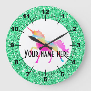 Beautiful Colourful Pink Unicorn Large Clock