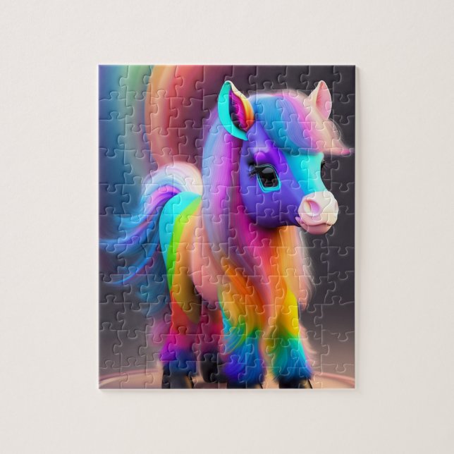 Beautiful Colourful Pony With Rainbow, Baby Pony Jigsaw Puzzle (Vertical)