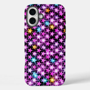 beautiful colourful purple shiny stars iPhone 16 plus case