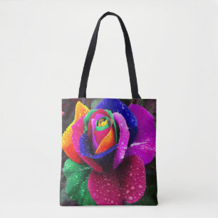 Beautiful Colourful Rainbow Rose Tote Bag