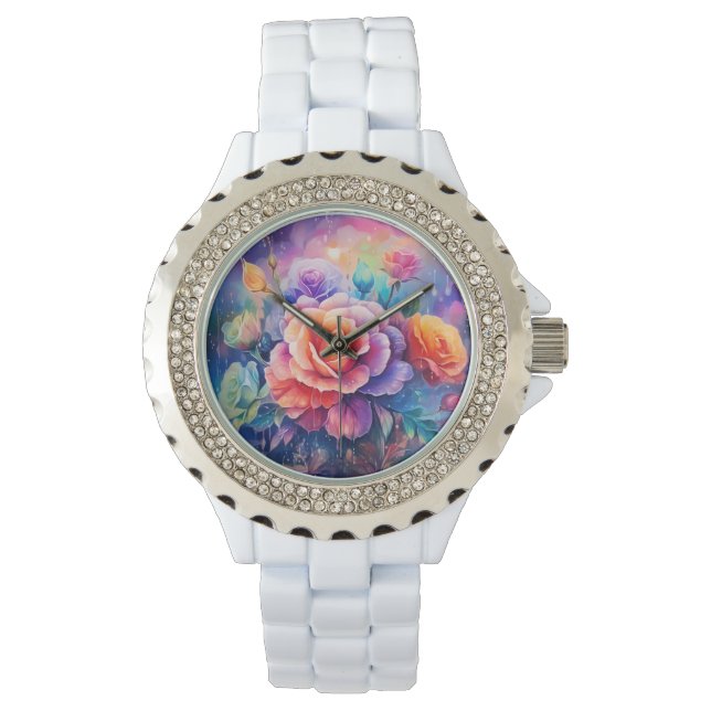 Beautiful Colourful Roses Watch (Front)