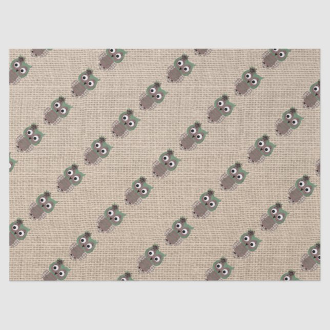 Beautiful Colourful Rustic Custom Owl Tissue Paper (Front)