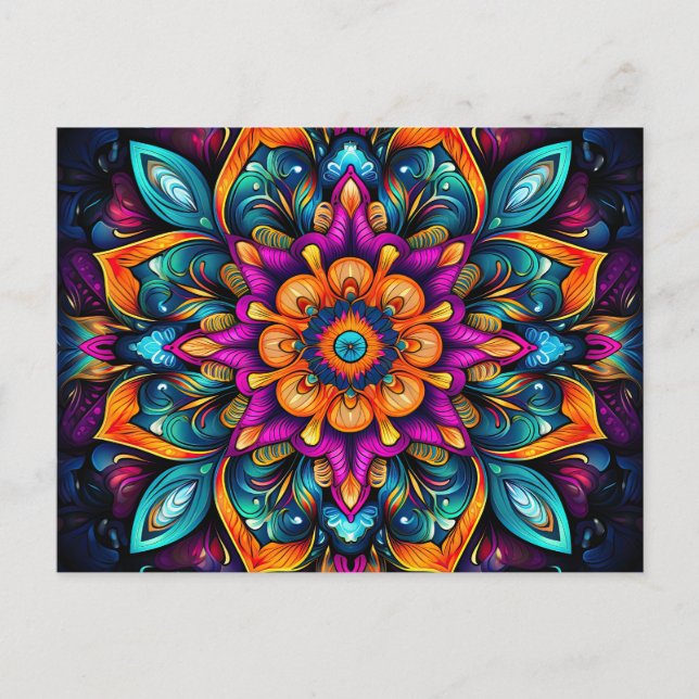 Beautiful Colourful Sacred Geometry Mandala Art Postcard (Front)