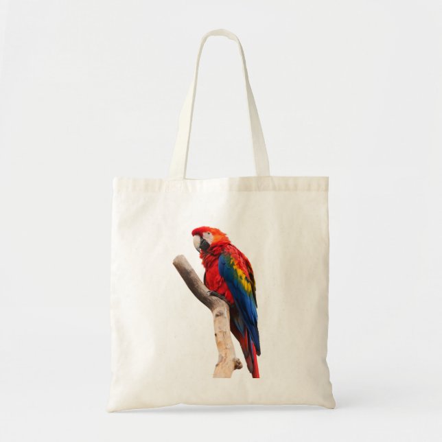 Beautiful Colourful Scarlet Macaw Parrot Bird Tote Bag (Front)