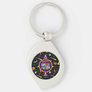 Beautiful Colourful Scary Halloween Patterns Key Ring