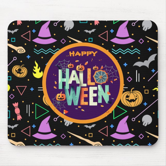 Beautiful Colourful Scary Halloween Patterns Mouse Mat (Front)