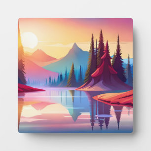 Beautiful colourful scenery plaque