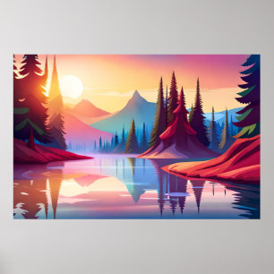 Beautiful colourful scenery poster