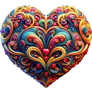 Beautiful Colourful Scroll Heart Valentine Holiday Card