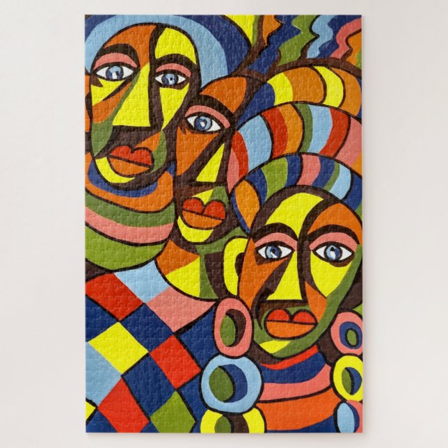 Beautiful colourful seated African tribal woman, Jigsaw Puzzle (Vertical)