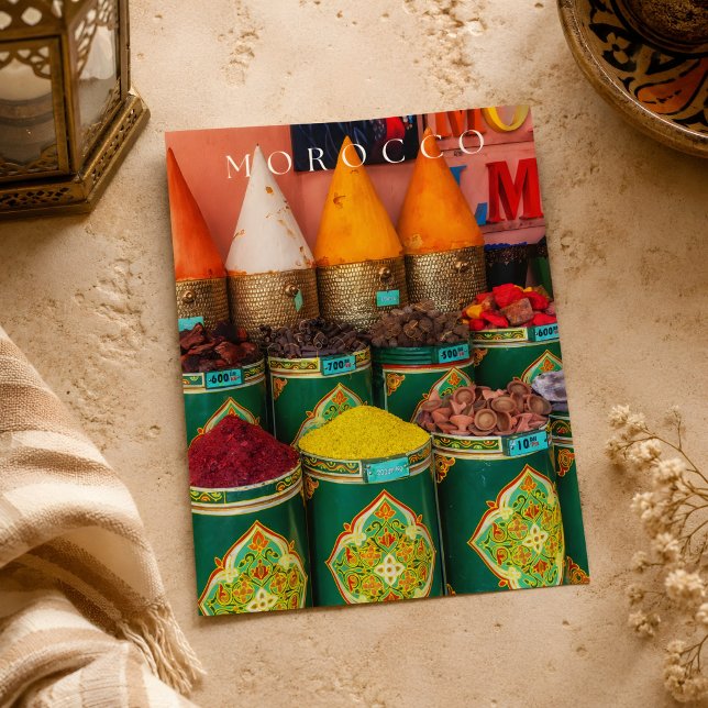 Beautiful Colourful Spices Of Marrakech  Postcard (Marrakech Morocco's Postcard. )