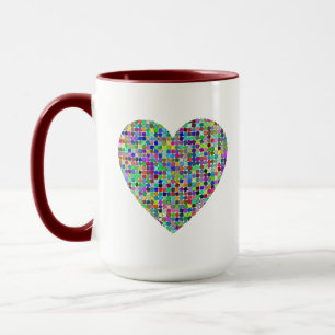 Beautiful Colourful Squares Heart - Spread Love Mug